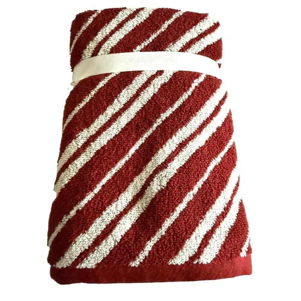 Brooks Brothers Luxury Christmas Hand Towels Red White Set of 2 Candy Stripe